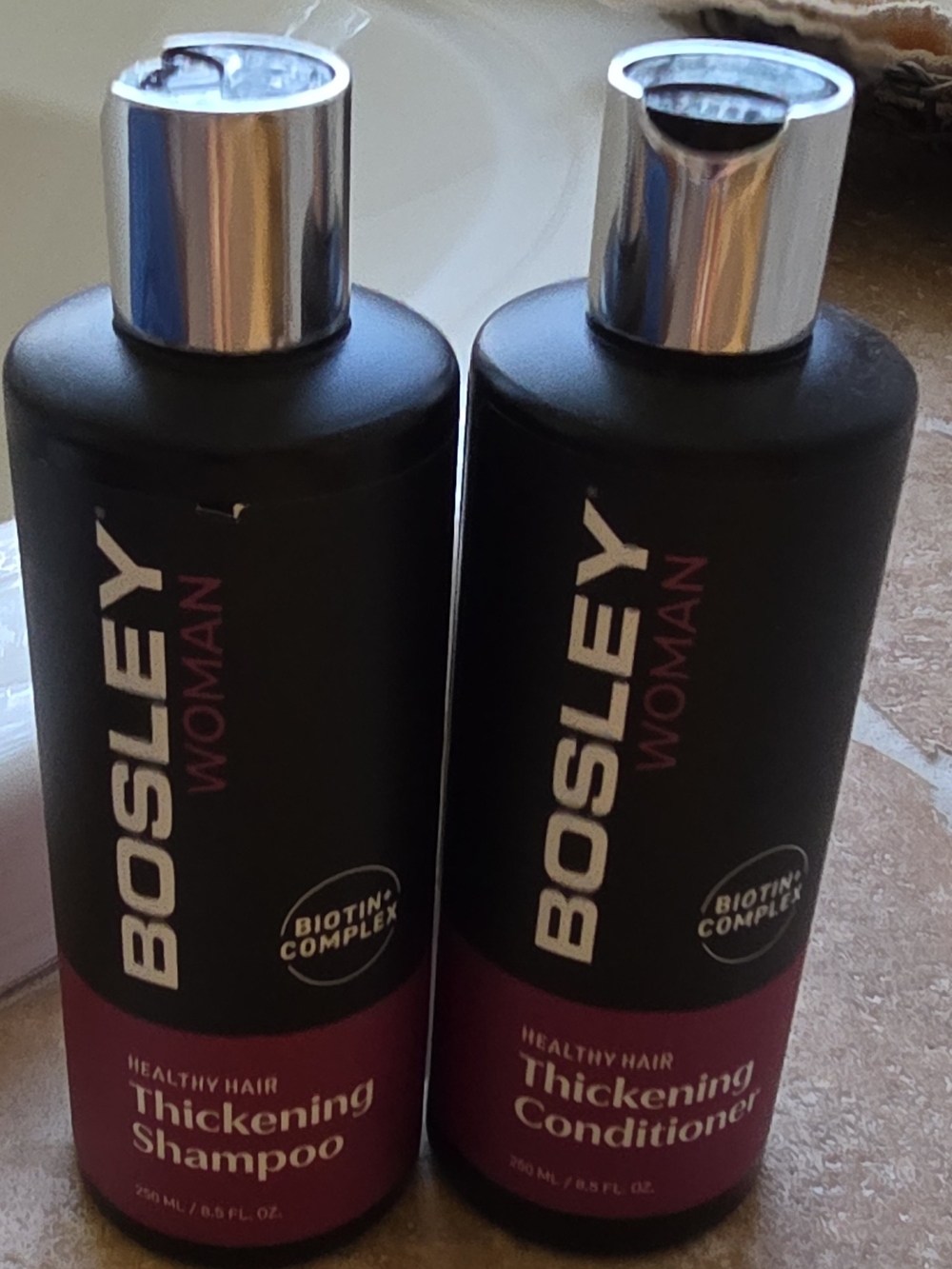 Bosley Woman Thickening Shampoo & Conditioner Duo - Black and Deep Plum